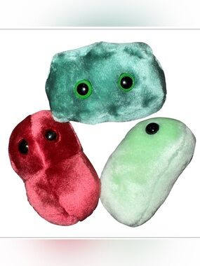 Giant Microbes Stuffed Plush Demo Set Of 3 : The Flu,Bad Breath,Sore Throat 2003